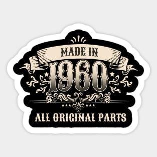 Retro Vintage Birthday Made In 1960 All Original Parts Sticker